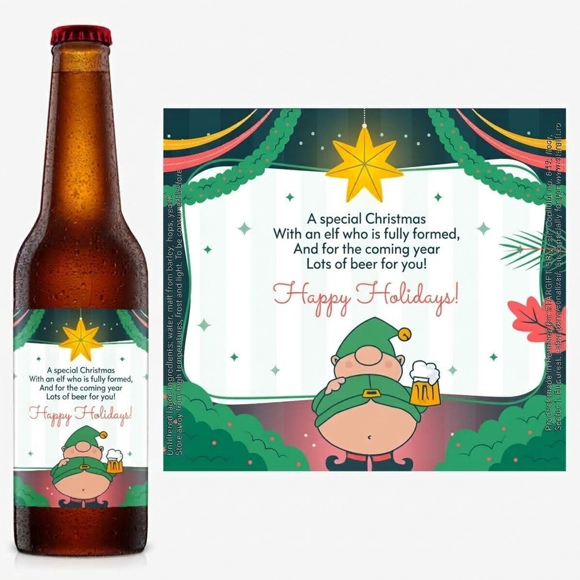 Personalised beer with text - Elf brewer