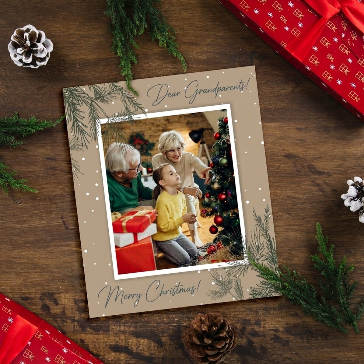 10x12 cm photo personalised with text and photo - Fir branches