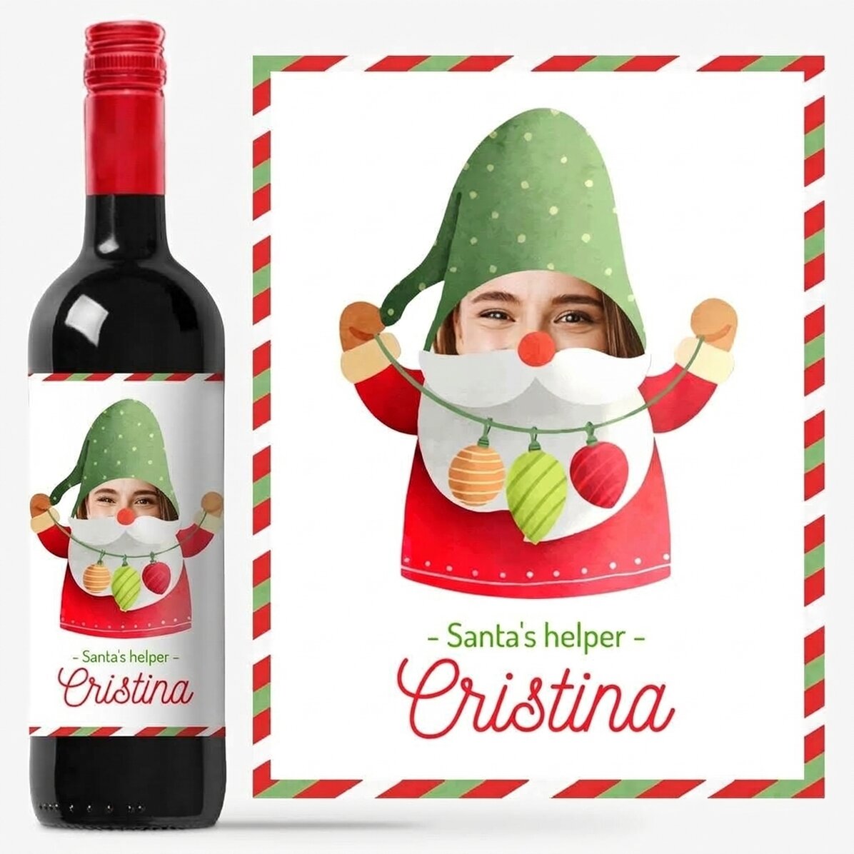 Personalised wine with photo and message - Santa
