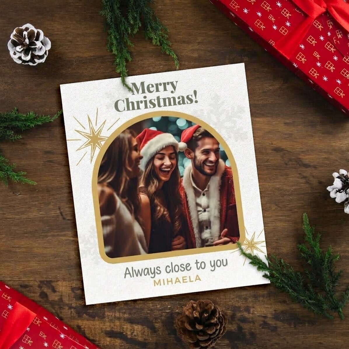 10x12 cm photo personalised with text and photo - Snowflakes & Stars