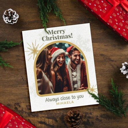 10x12 cm photo personalised with text and photo - Snowflakes & Stars