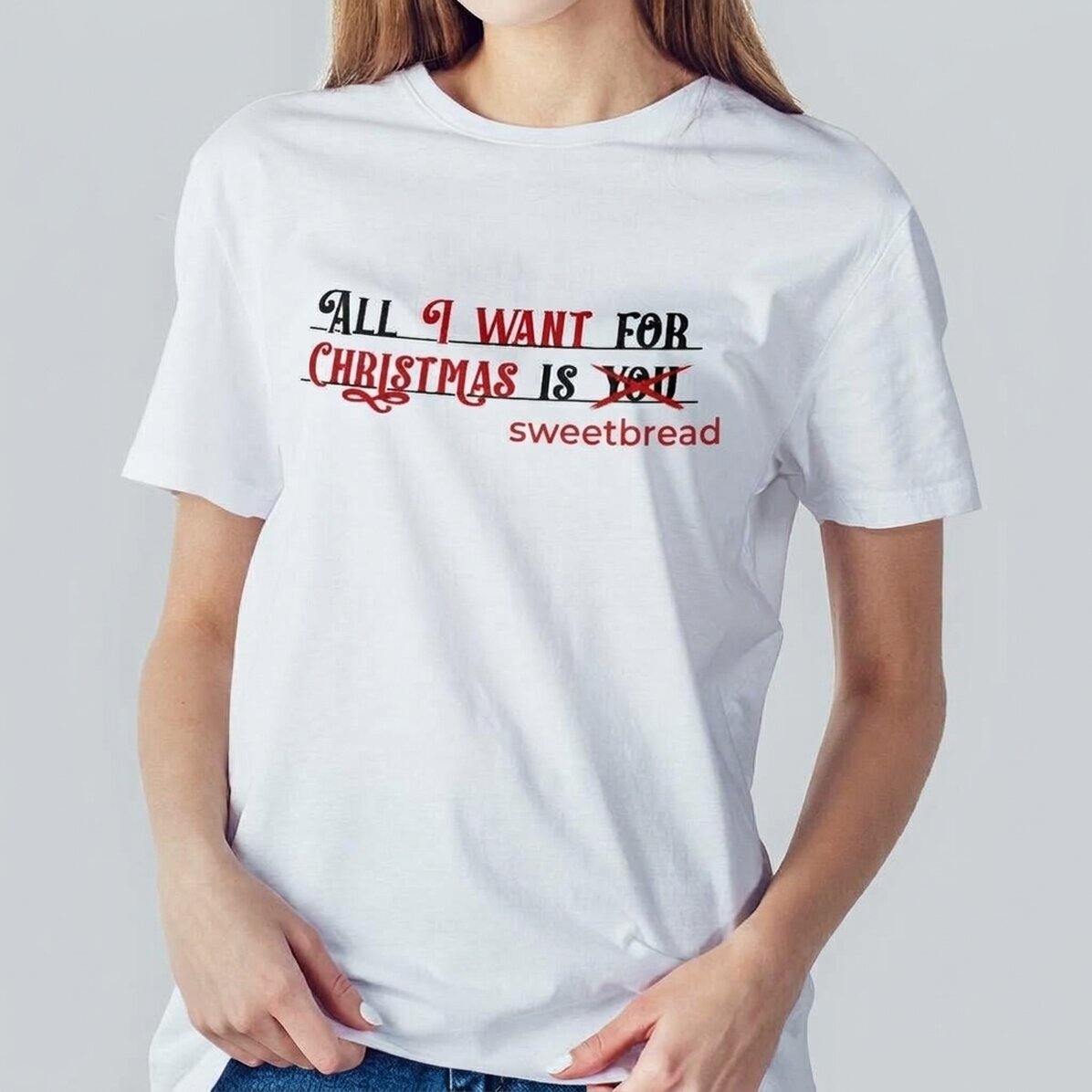 Custom cotton T-shirt with text - All I want for Christmas
