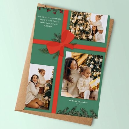 Personalised card with 3 photos and text - Christmas Gift