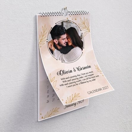 Personalised calendar with photos and message - Gold