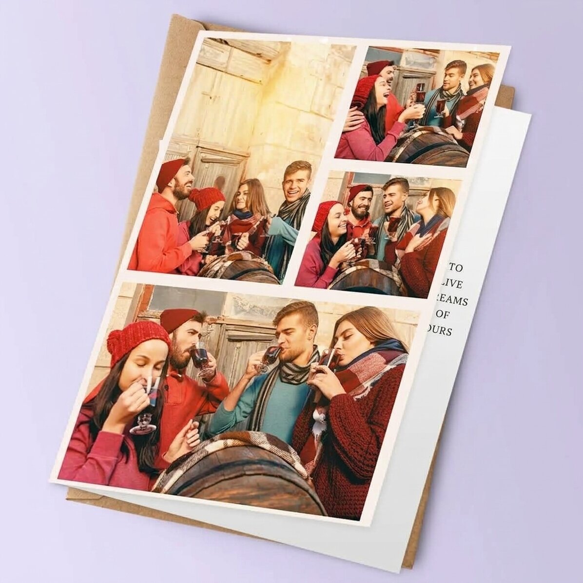 Personalised card with 4 photos and text - Christmas Wreath