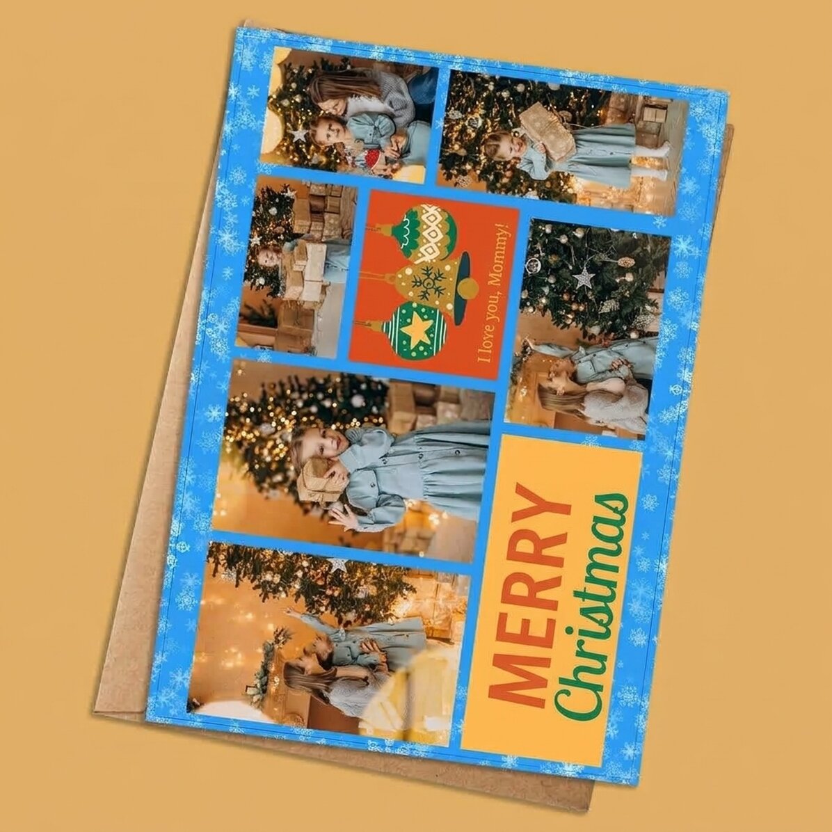 Personalised card with 6 photos and text - Holly Jolly