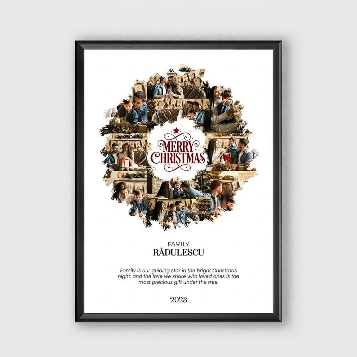 Personalised canvas with 10 photos and message - Christmas Wreath