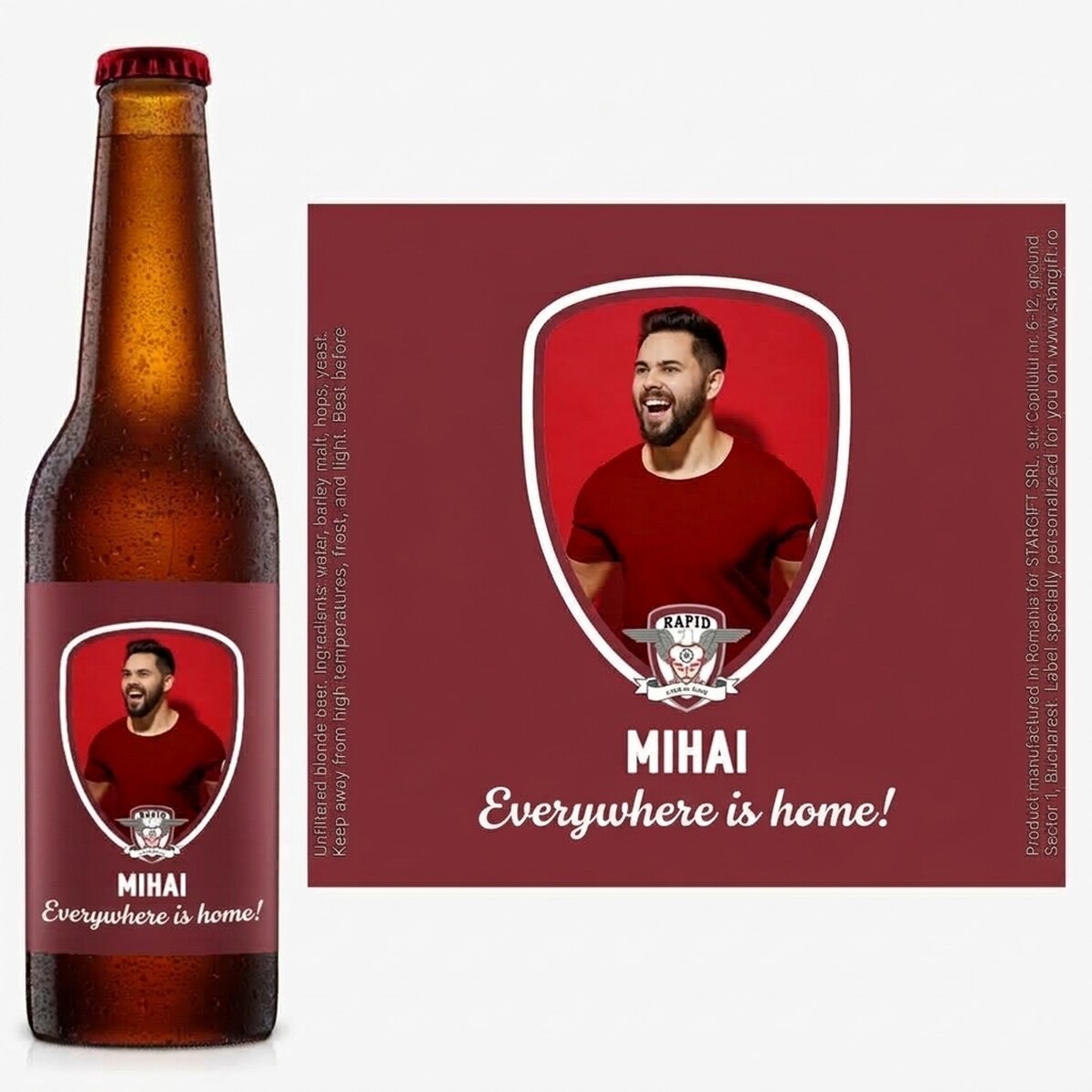 FC Rapid beer personalised with photo and text