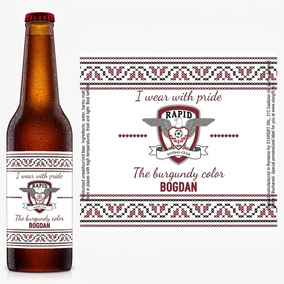 FC Rapid beer personalised with text - Bere mandra