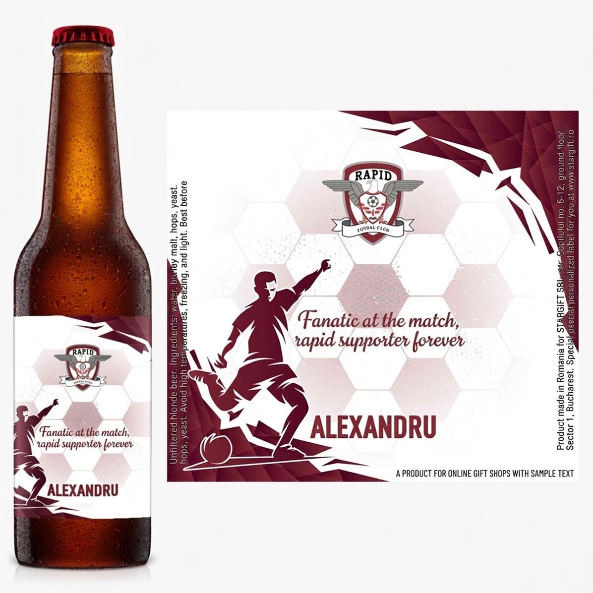 FC Rapid beer personalised with text - Fanatic at the match