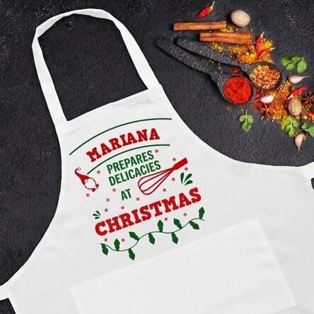 Personalised apron with text - Christmas in the kitchen