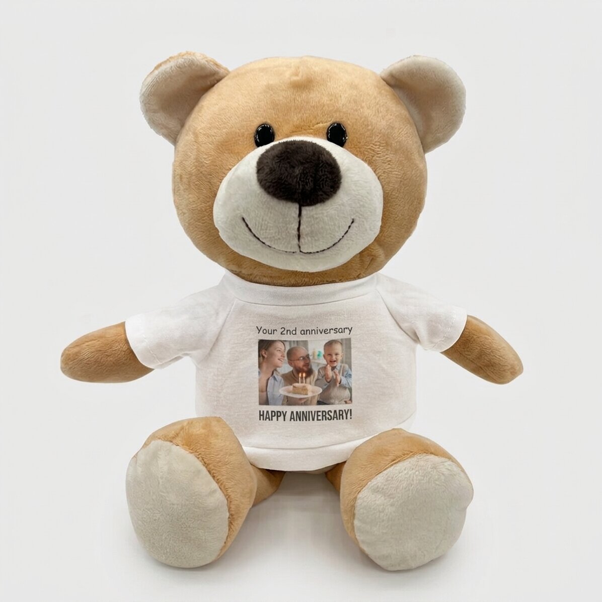 Plus personalised teddy bear with a photo and text