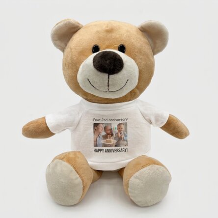 Plus personalised teddy bear with a photo and text