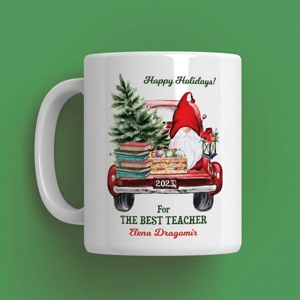 Personalised mug with text - Christmas design for teachers/nursery teachers