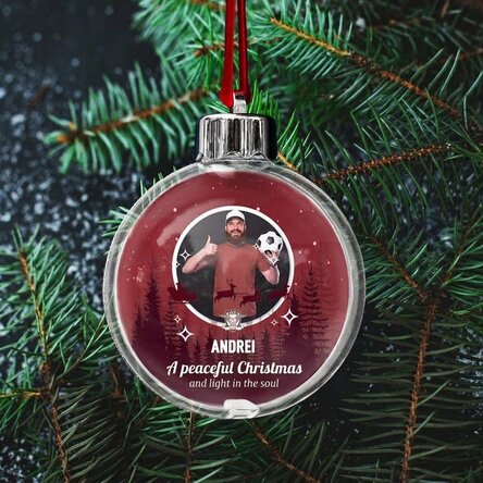 Personalised FC Rapid globe with photo and text - Christmas landscape