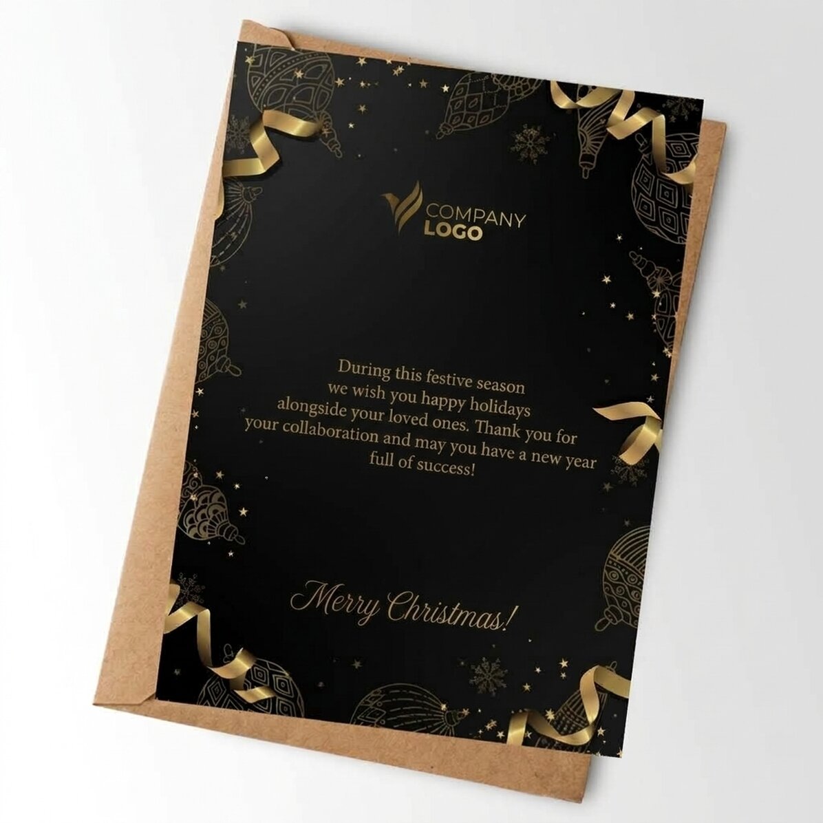 Personalised card with logo and text - Golden Christmas