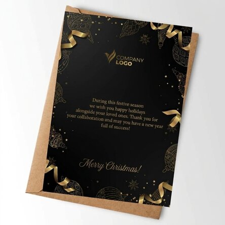 Personalised card with logo and text - Golden Christmas