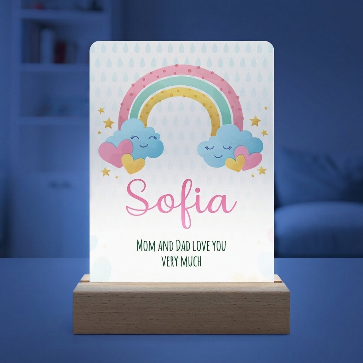 Personalised LED night light with name and message - Rainbow