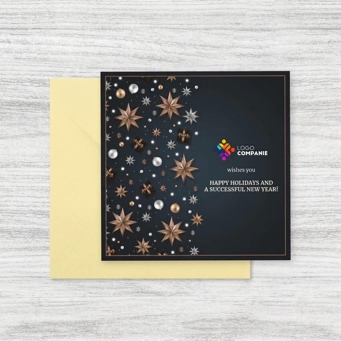 Personalised square card with logo and message - Ornaments