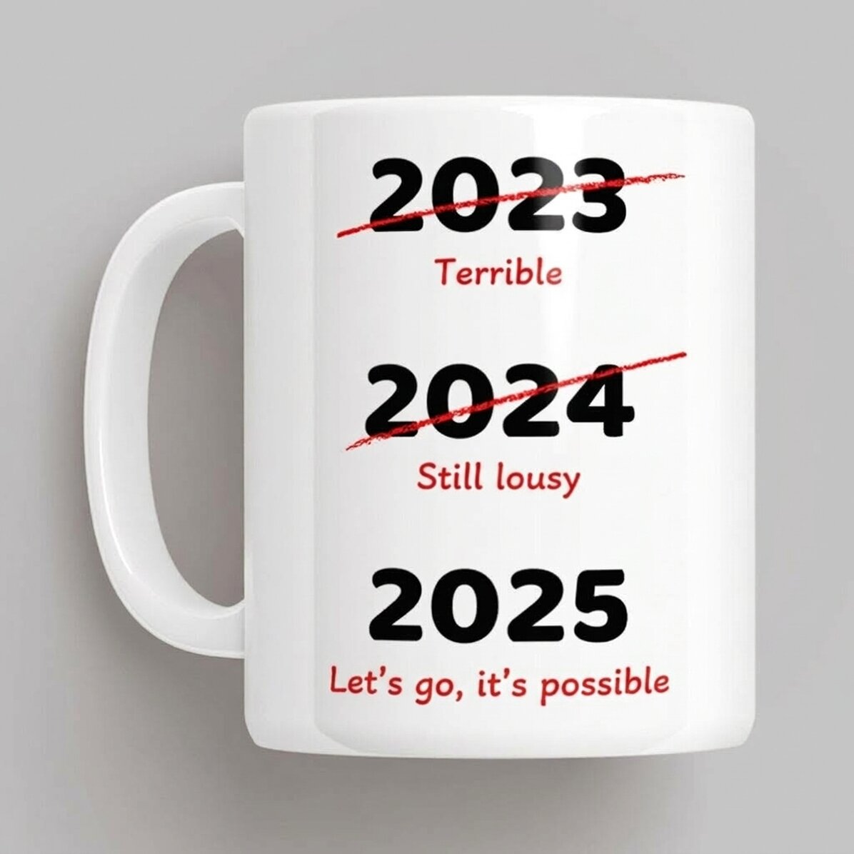 Personalised mug with text - A better new year