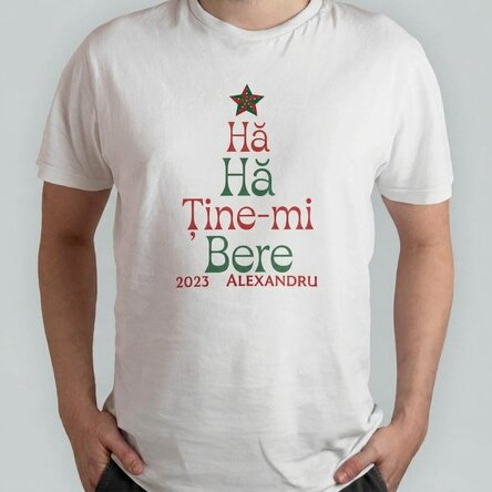 Custom cotton T-shirt with text - Ho Ho Hold my beer