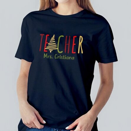Personalised cotton T-shirt with name - Christmas Teacher