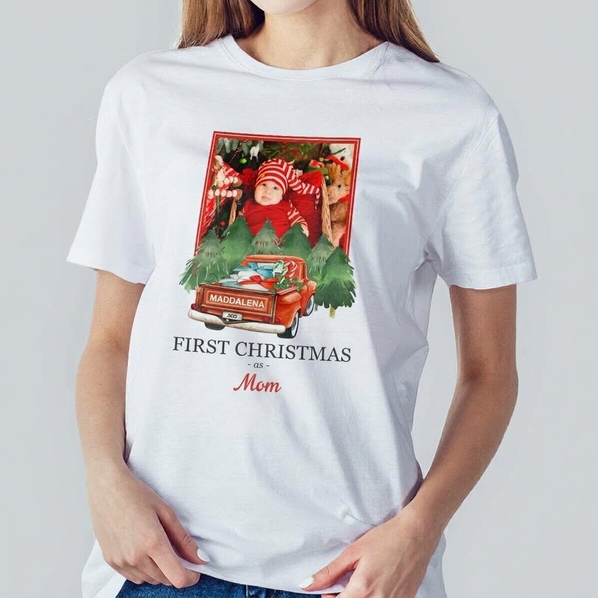 Personalised cotton T-shirt with photo and text - Gift Machine
