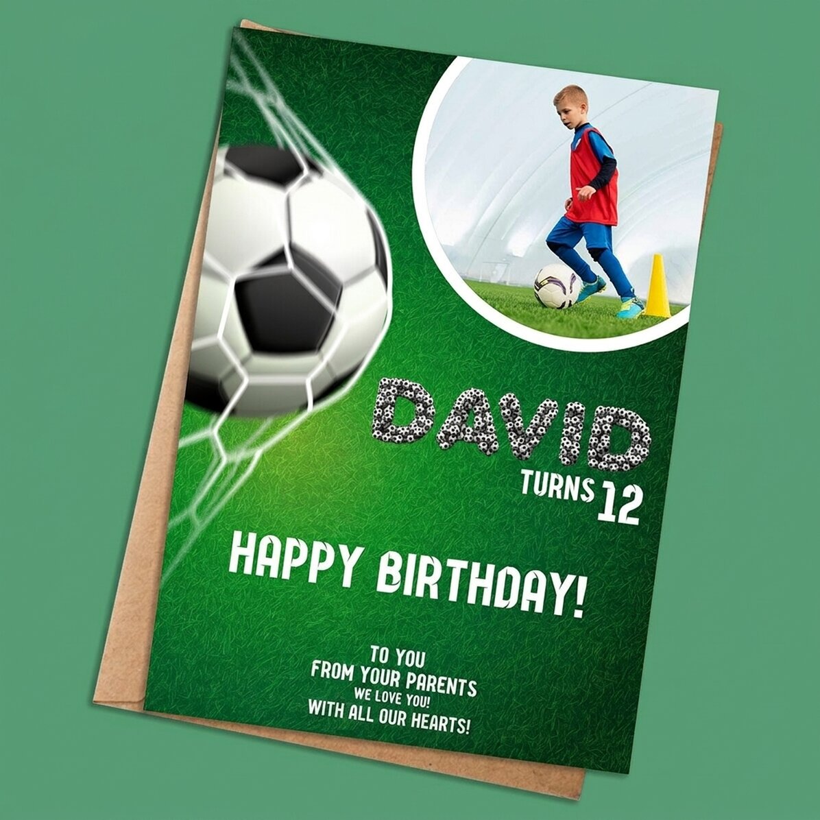 Personalised card with a photo and text - Football birthday