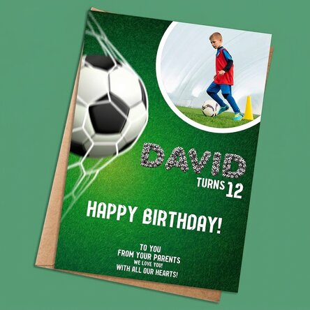 Personalised card with a photo and text - Football birthday
