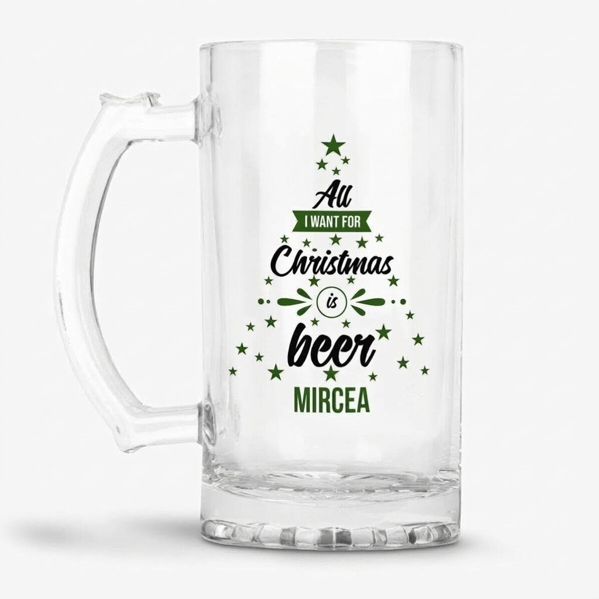 Personalised beer mug with text - All I want for Christmas