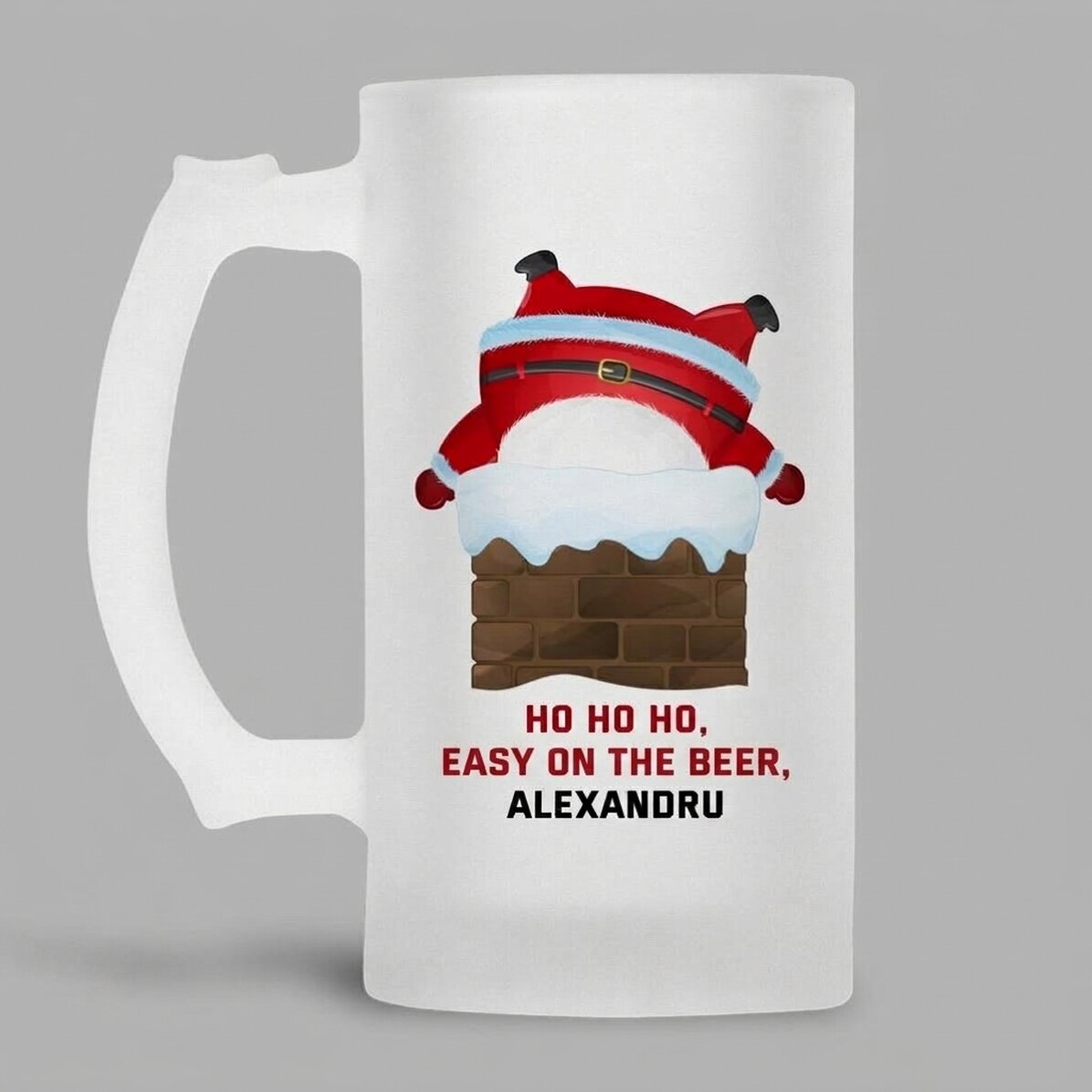 Personalised beer mug with text - HO HO HO