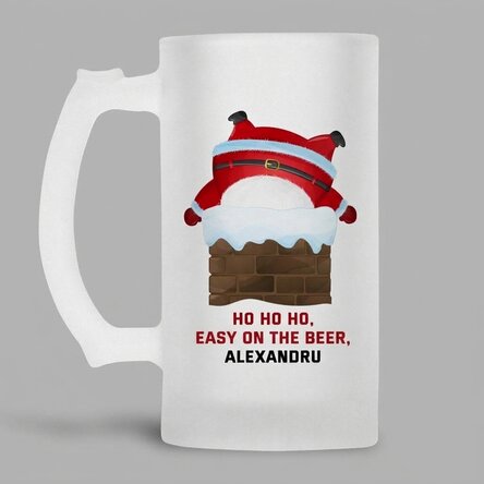 Personalised beer mug with text - HO HO HO