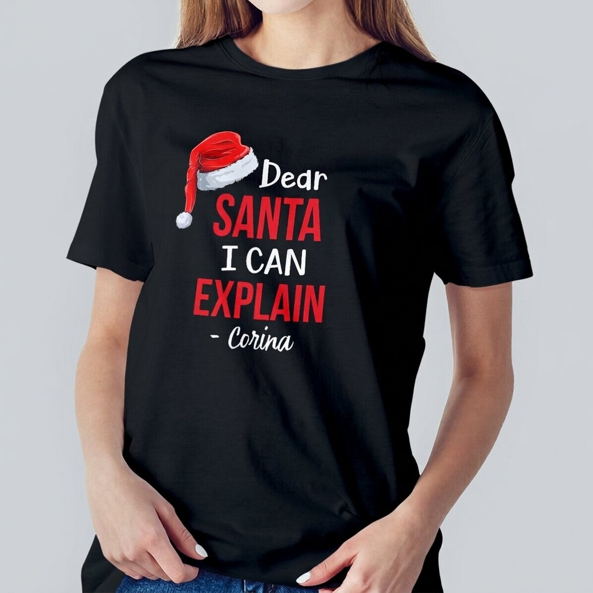 Custom cotton T-shirt with text - Dear Santa