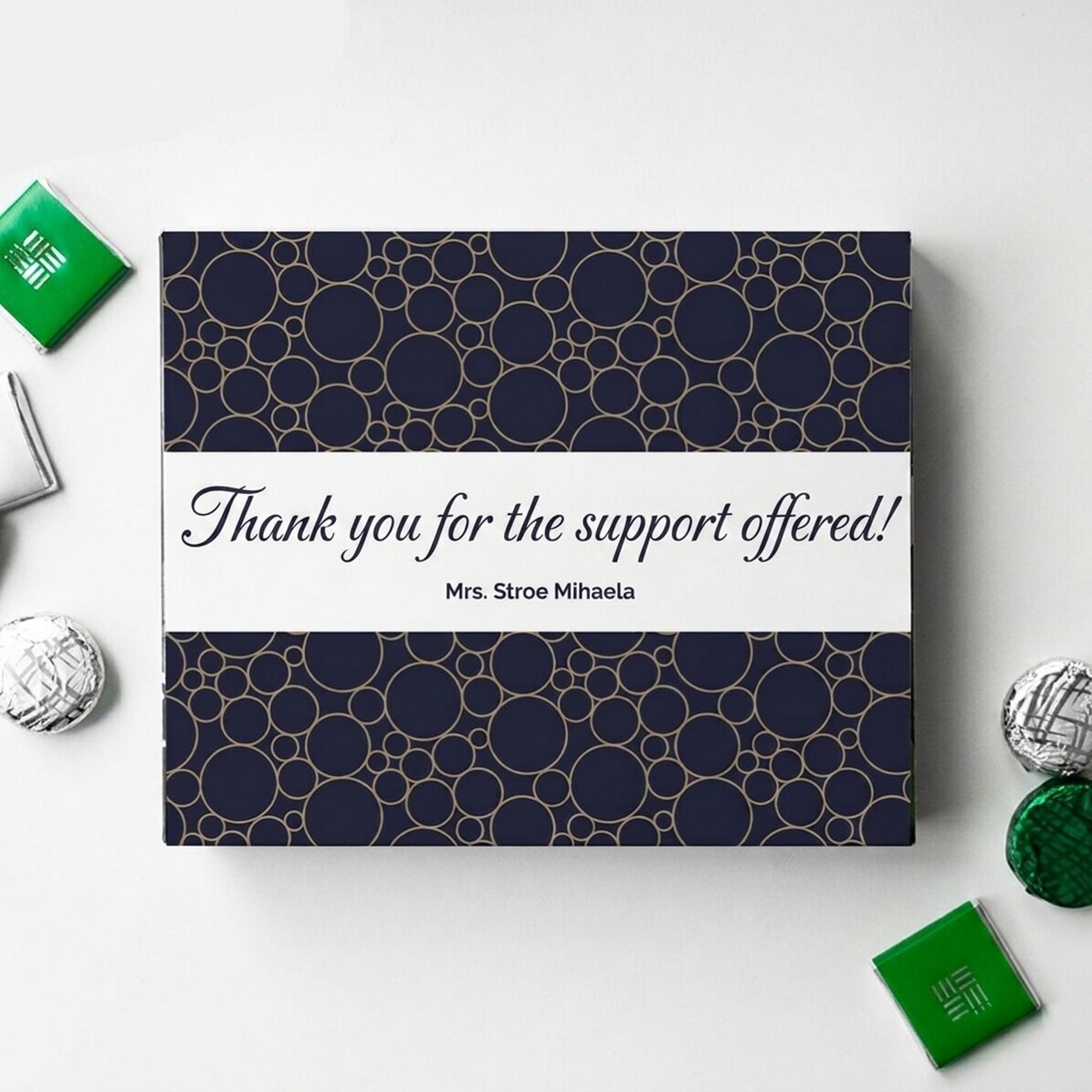 Personalised box of chocolates with thank you message - Elegant