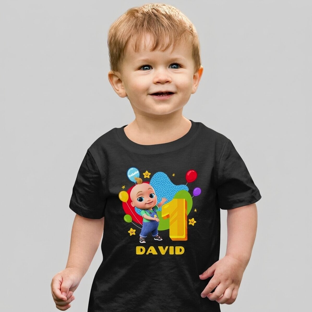 Personalised cotton T-shirt for children with name - Birthday with Johny