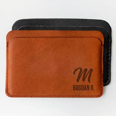 Personalised leather wallet with name and Scorpio zodiac sign