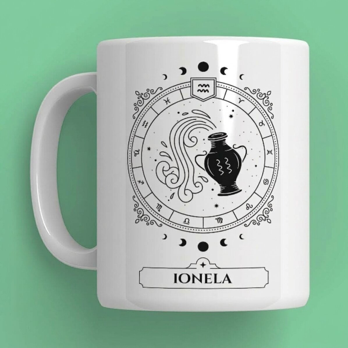 Personalised mug with name and zodiac sign - Aquarius