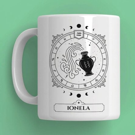 Personalised mug with name and zodiac sign - Aquarius