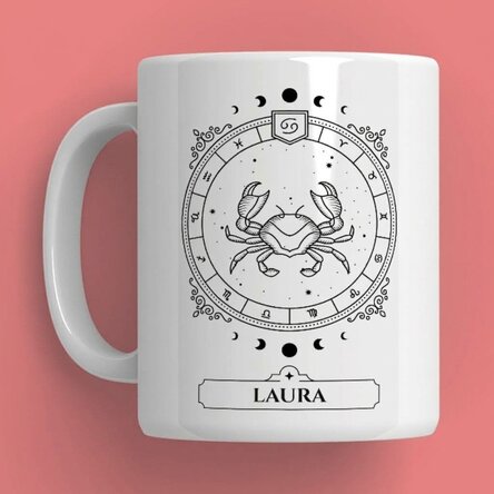 Personalised mug with name and zodiac sign - Cancer