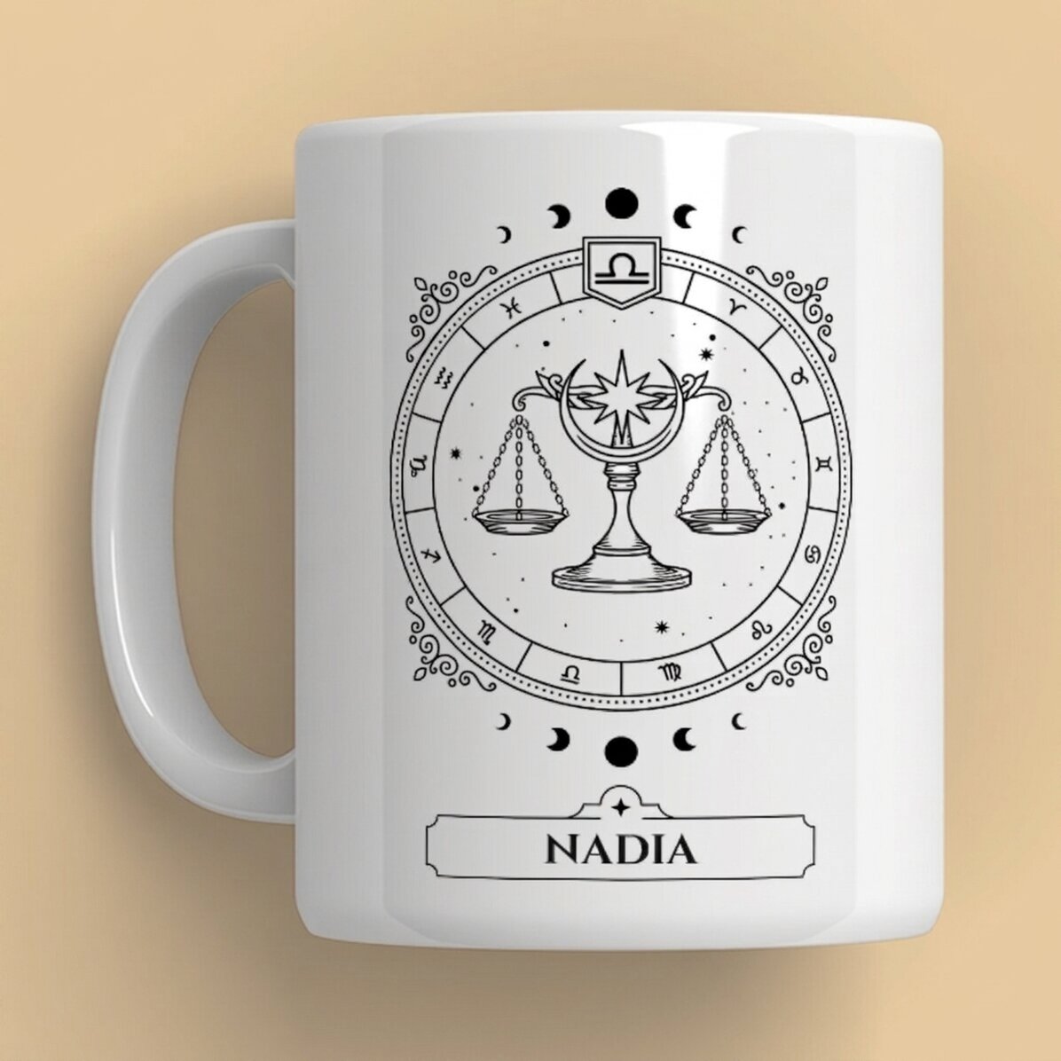 Personalised mug with name and zodiac sign - Libra