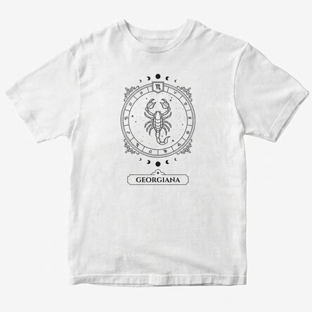 Customised cotton T-shirt with name and zodiac sign - Scorpio