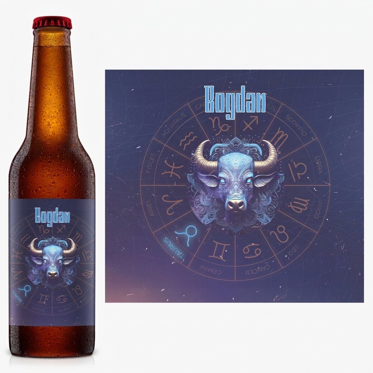 Personalised beer with name and zodiac sign - Taurus