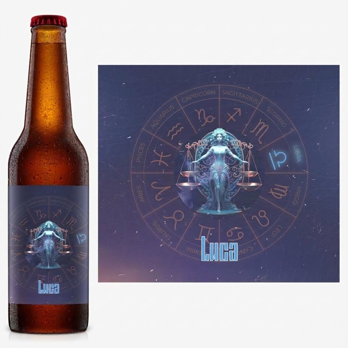 Personalised beer with name and zodiac sign - Libra