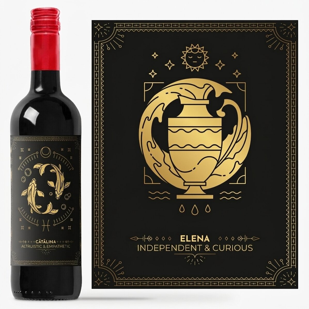 Personalised wine with text and zodiac sign - Aquarius