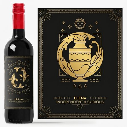 Personalised wine with text and zodiac sign - Aquarius