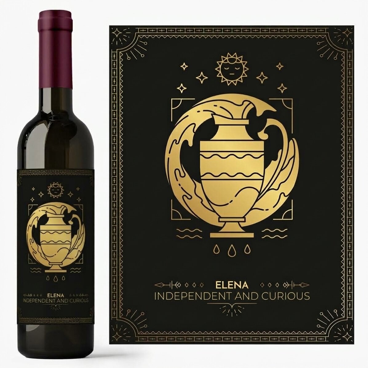 Personalised wine with text and zodiac sign - Aquarius