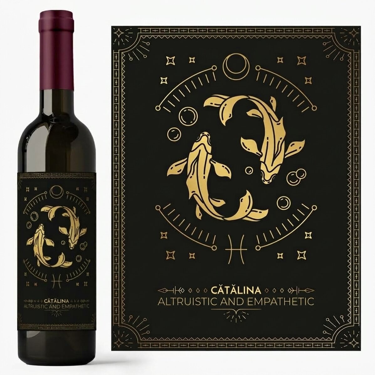 Personalised wine with text and zodiac sign - Pisces
