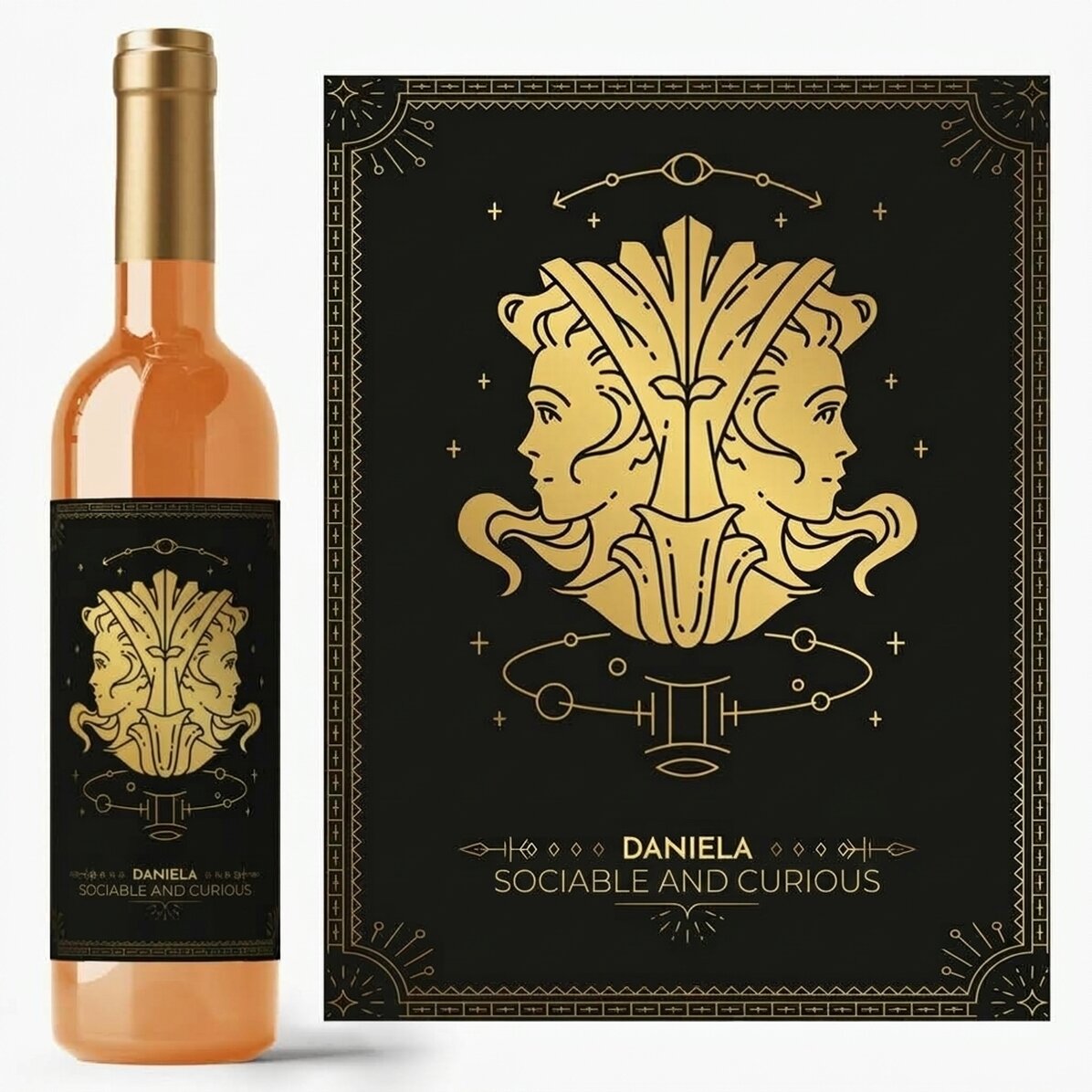 Personalised wine with text and zodiac sign - Gemini