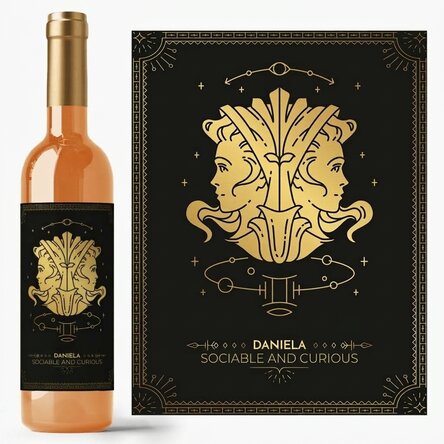 Personalised wine with text and zodiac sign - Gemini