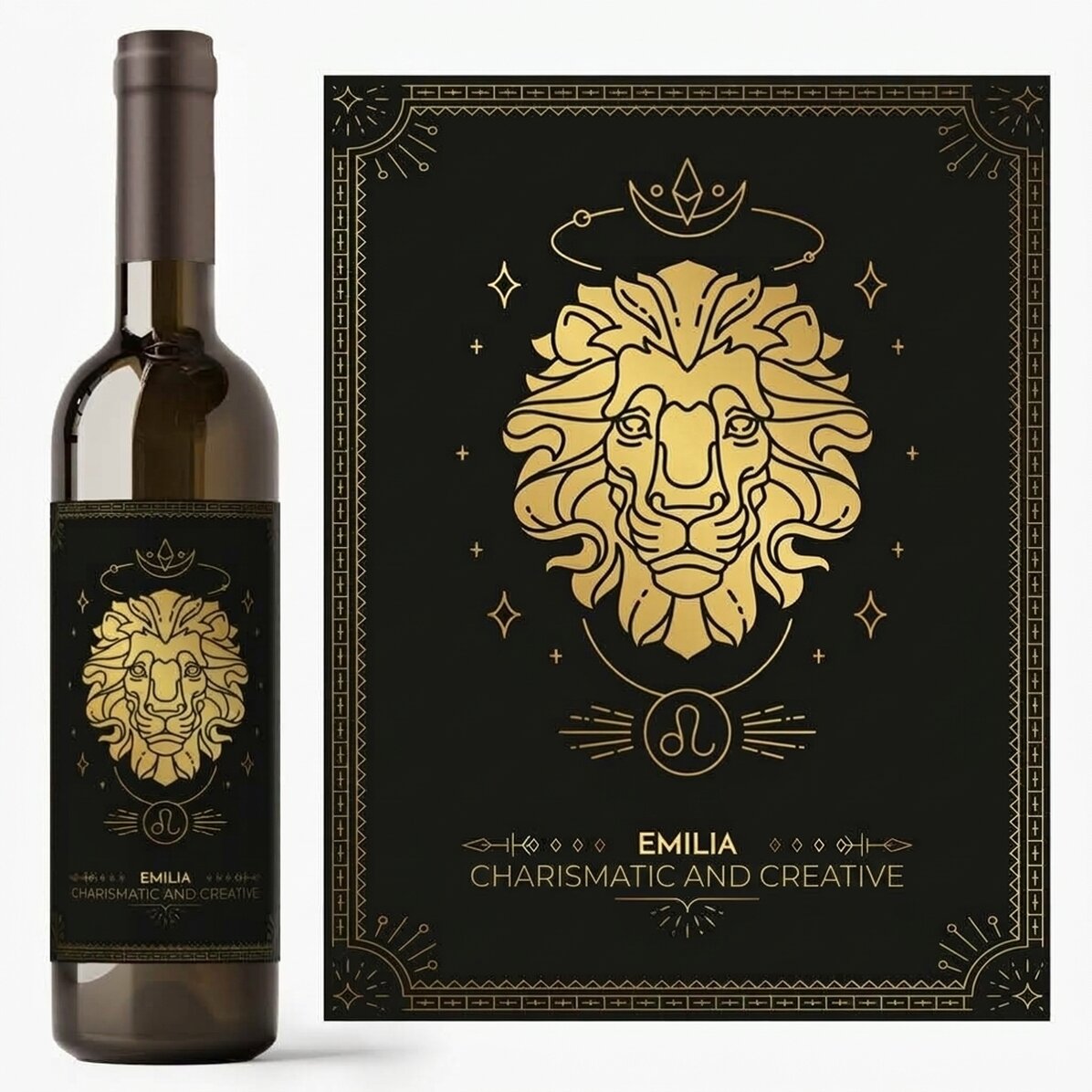 Personalised wine with text and zodiac sign - Leo